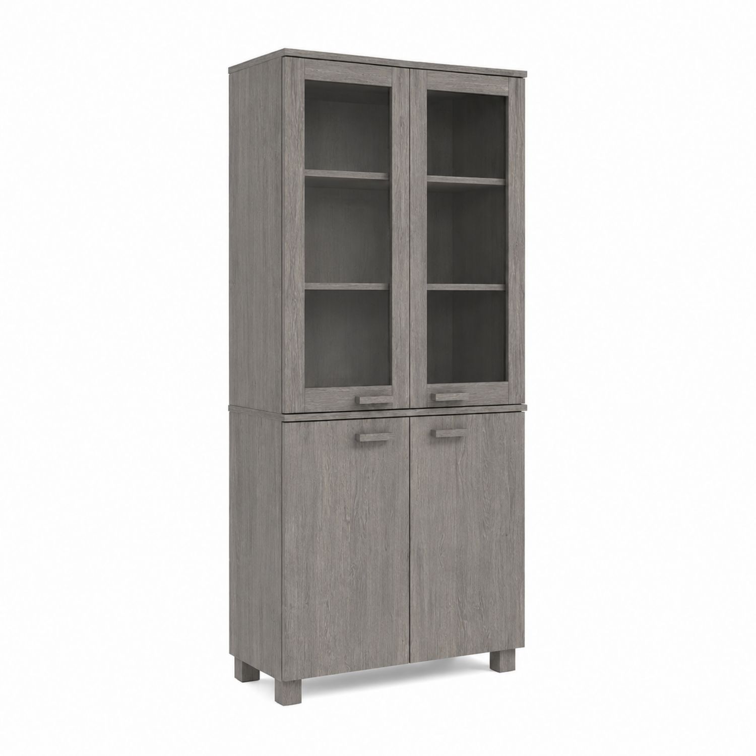 Vitrinenschrank 180x80x40 cm Eichenholz Gehärtetes Glas Grau