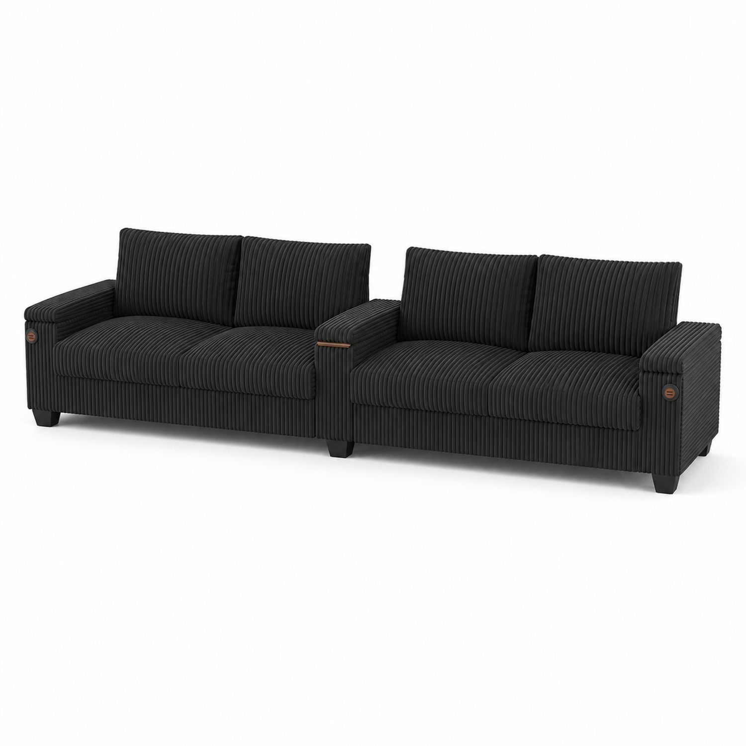 Zweisitzer Sofa Set Cord Schwarz