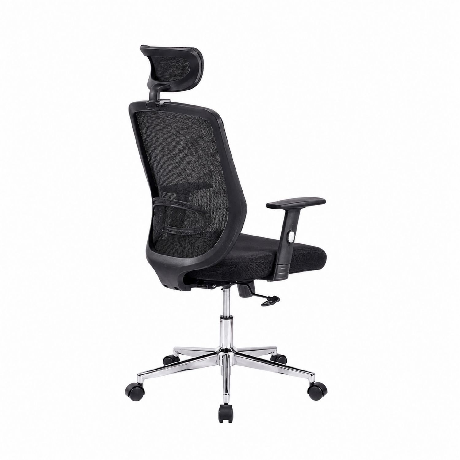 Ergonomischer Bürostuhl mit Netzrücken und verstellbarer Kopfstütze Schwarz
