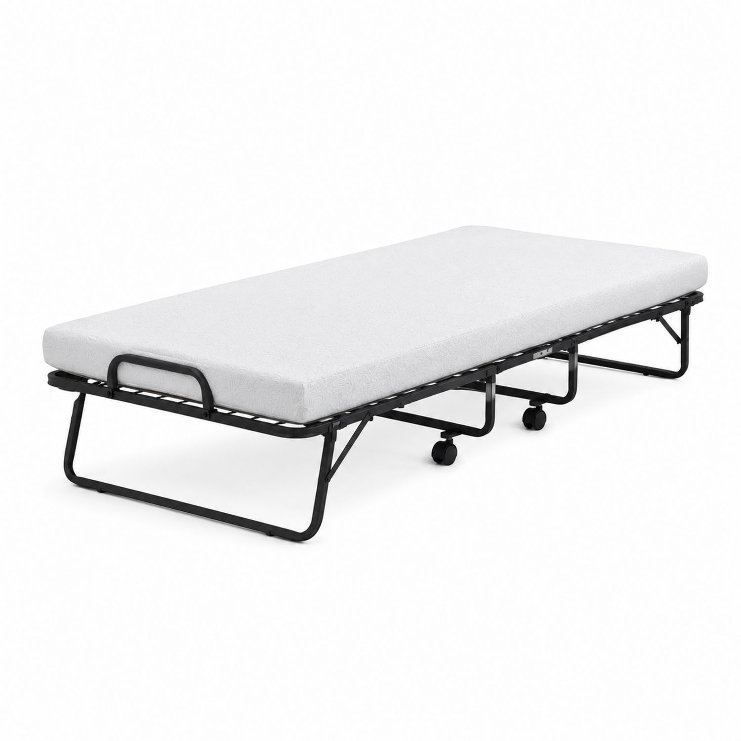 Klappbett aus Metall mit Schaumstoffmatratze, Weiß