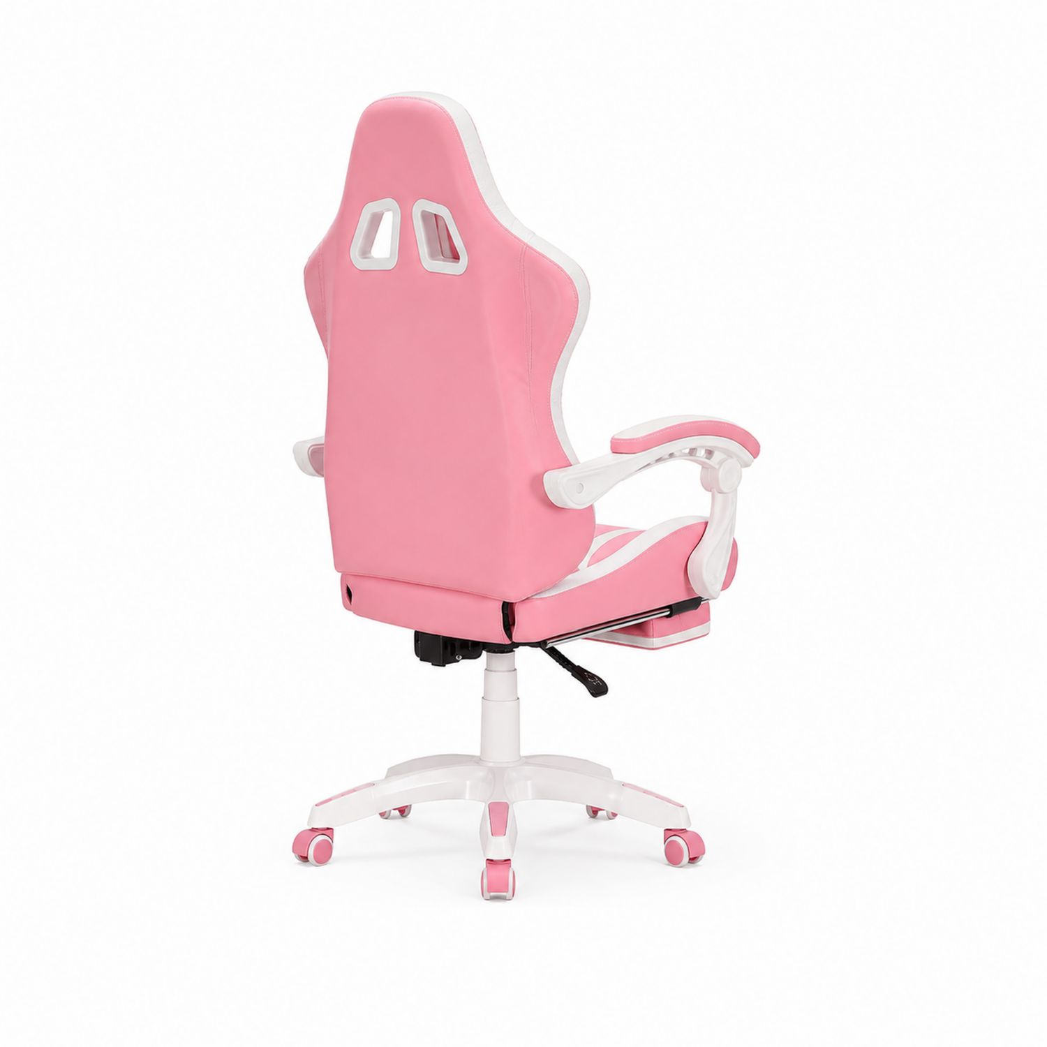 Gaming-Bürostuhl Kunstleder Rosa/Weiß, verstellbar, 120-130 cm
