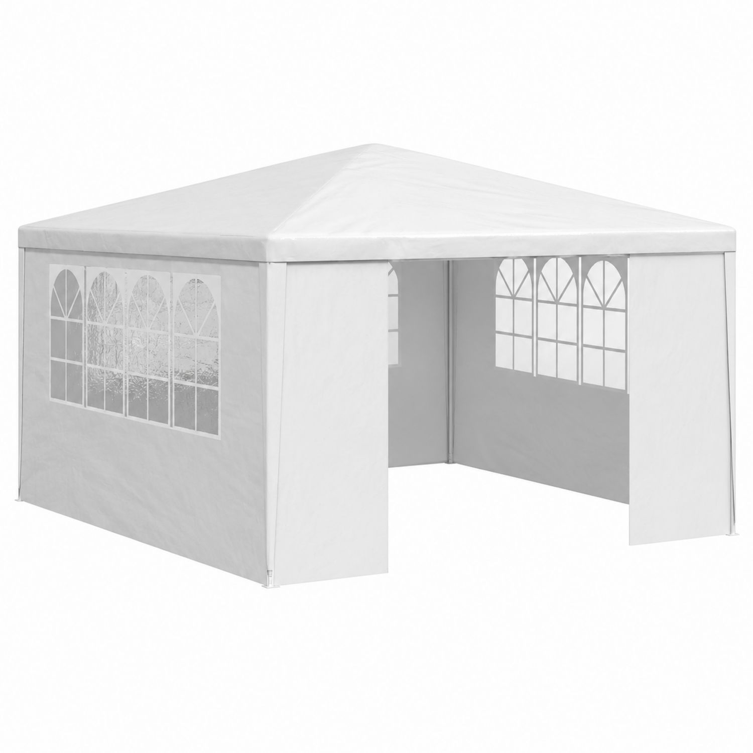 Pavillon Zelt 3x3m PVC-beschichtetes Polyester Weiß mit Fenstern