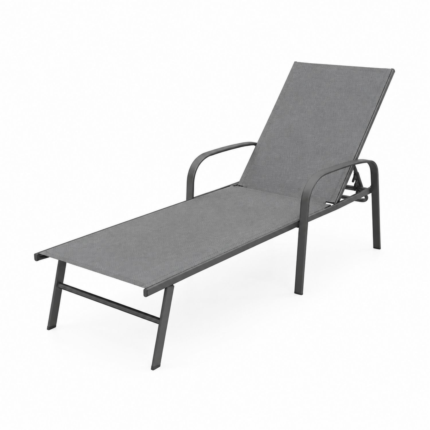 Gartenliege mit Aluminiumrahmen und Textilen-Gewebe in Grau