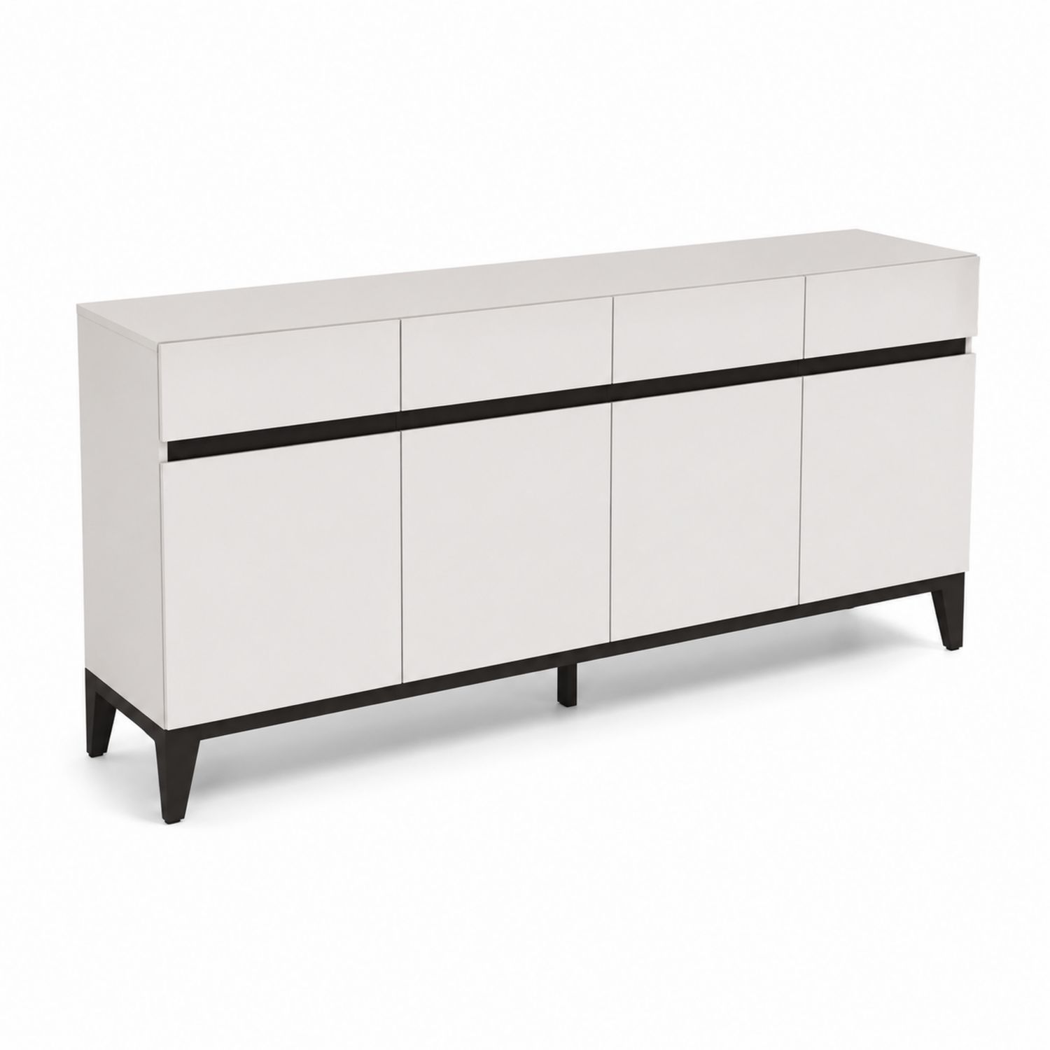 Sideboard rechteckig 200x50x85 cm MDF Weiß/Schwarz