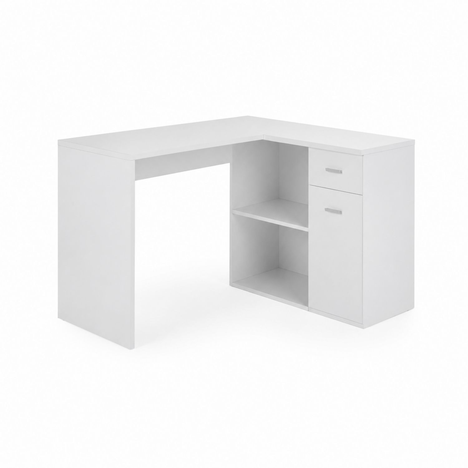 Eckschreibtisch aus MDF mit Regalen Weiß 120x60x75 cm