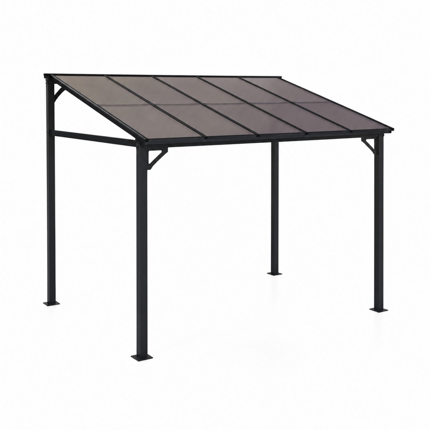 Pavillon mit Aluminiumrahmen und Polycarbonat Dach Schwarz