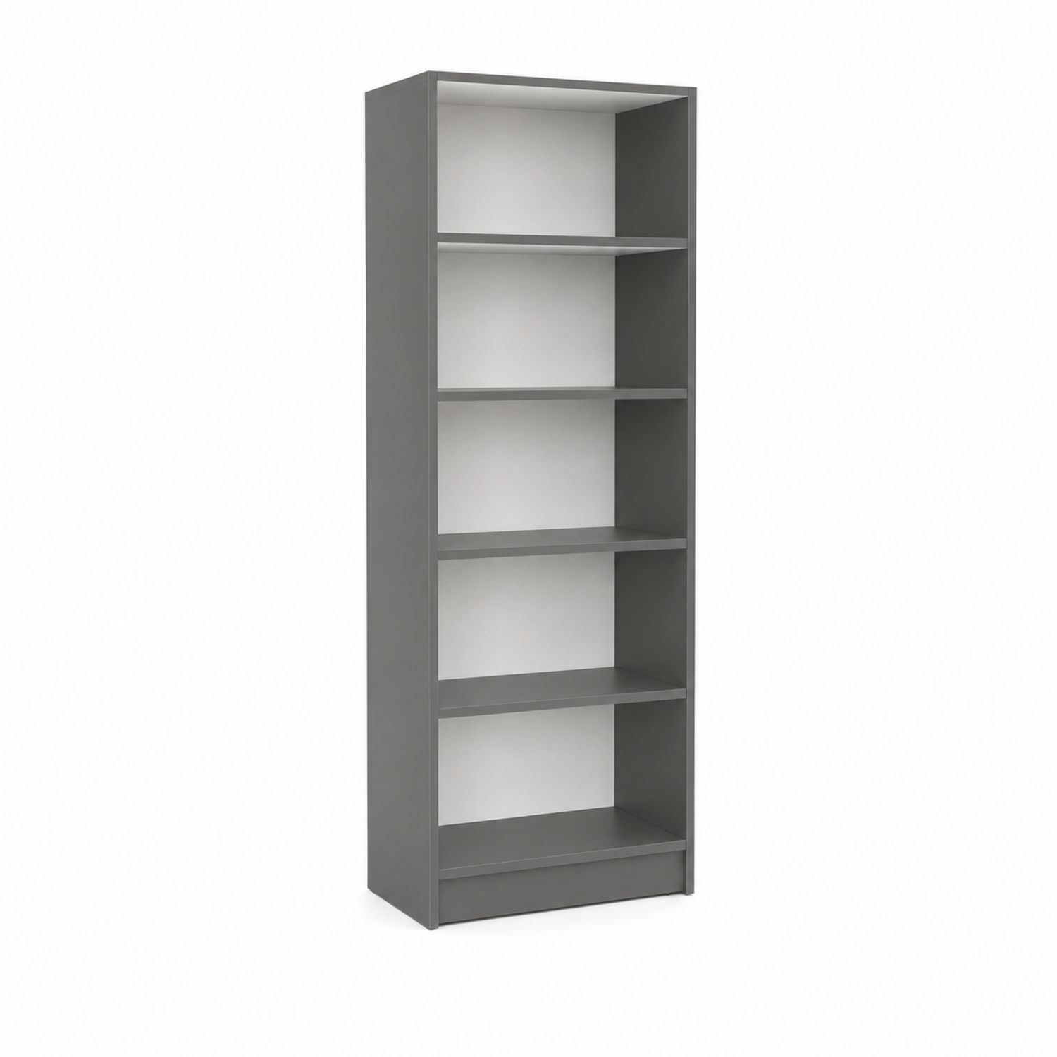 Bücherregal rechteckig, 180x60x30cm, Holzwerkstoff, Grau