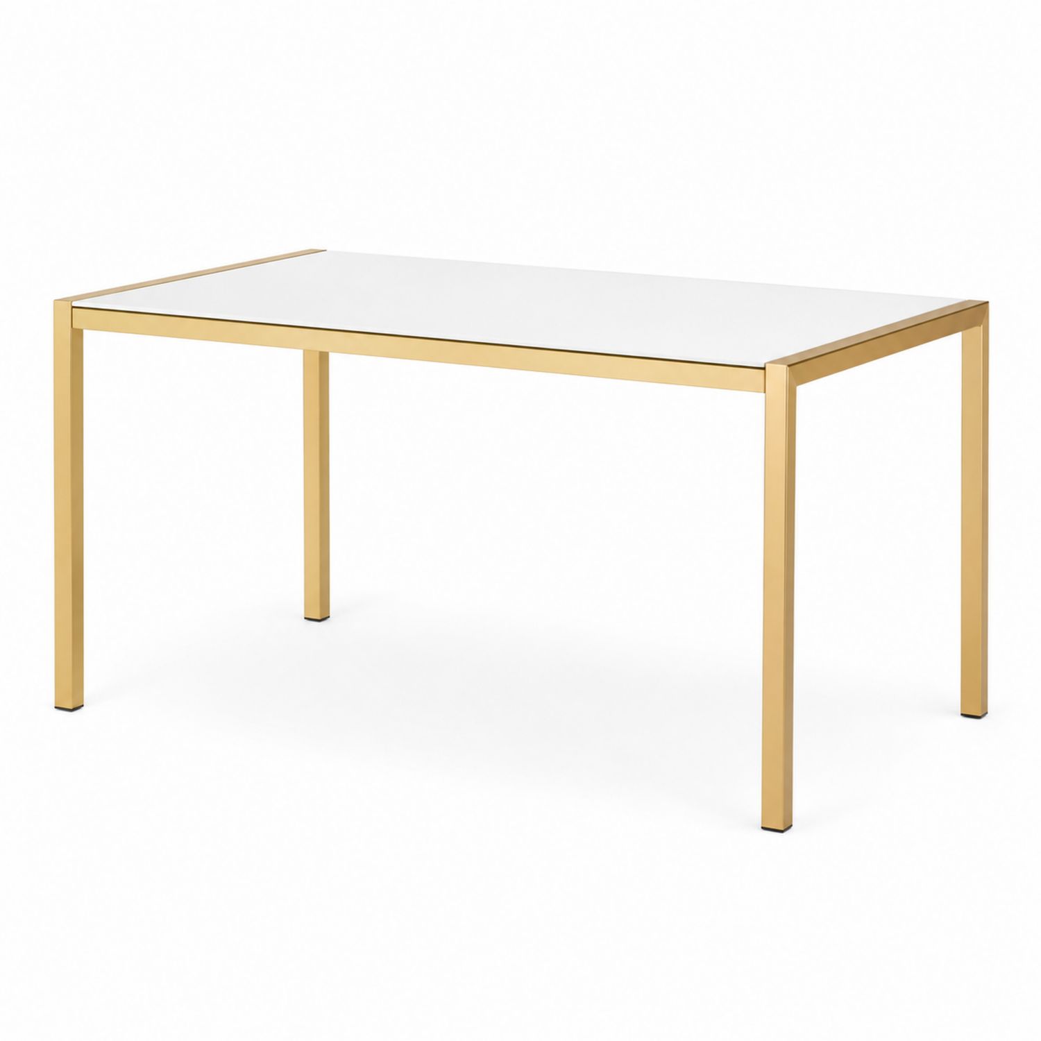 Rechteckiger Tisch aus Glas und Metall 120x75x75 cm Weiß/Gold