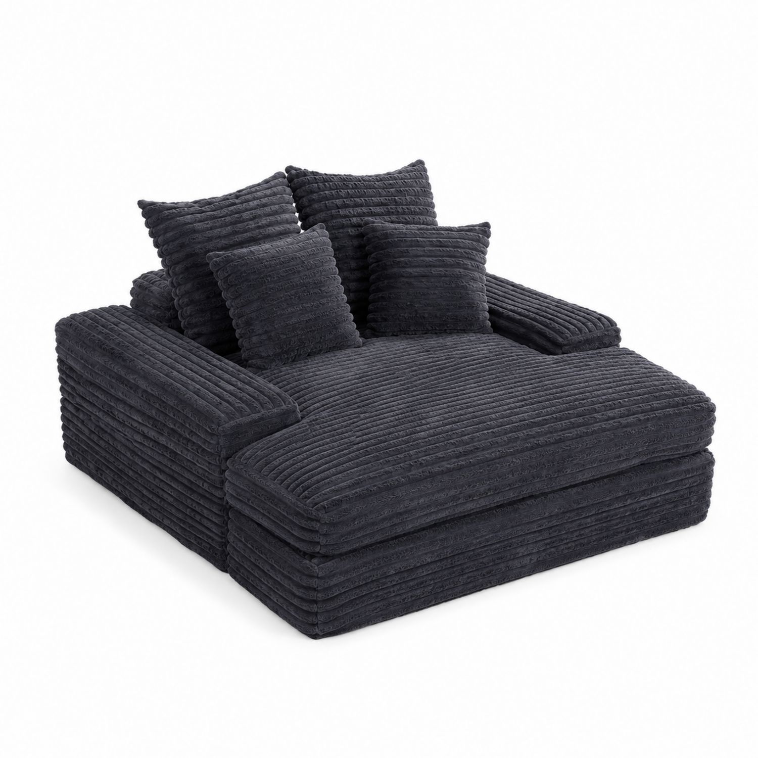 Ecksofa aus Cord Dunkelgrau 140x140 cm mit Kissen