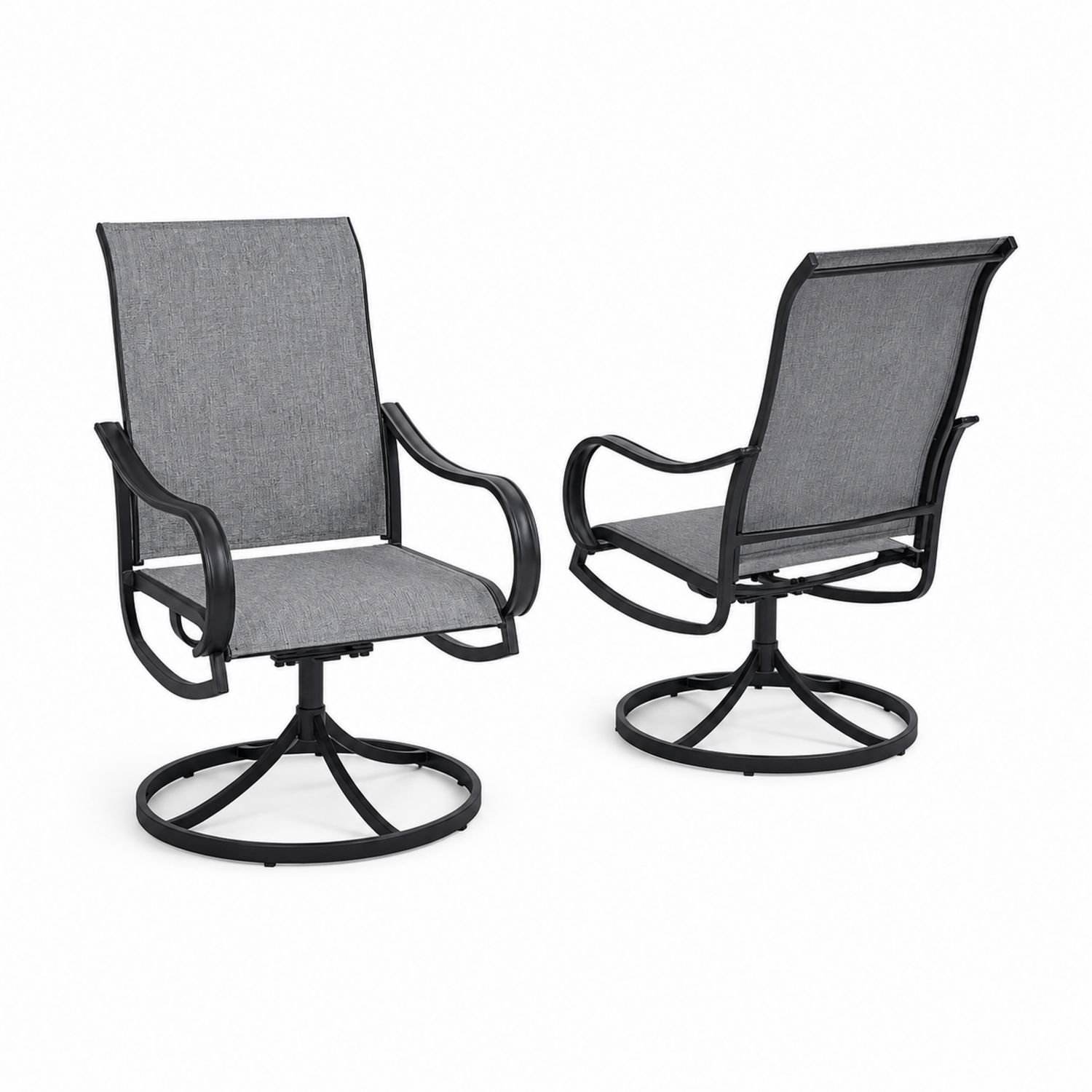 Metall-Drehstühle mit Textilene Grau 2er-Set