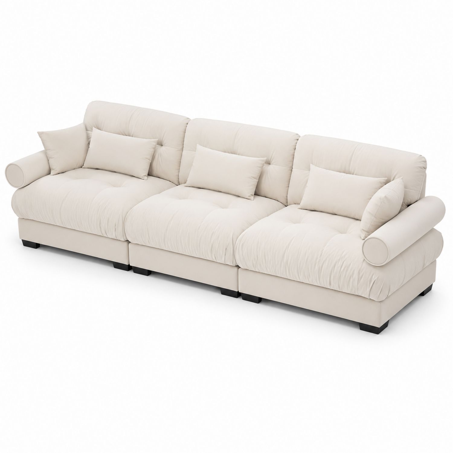 Modulares 3-Sitzer Sofa Set mit Polyester Kissen Beige