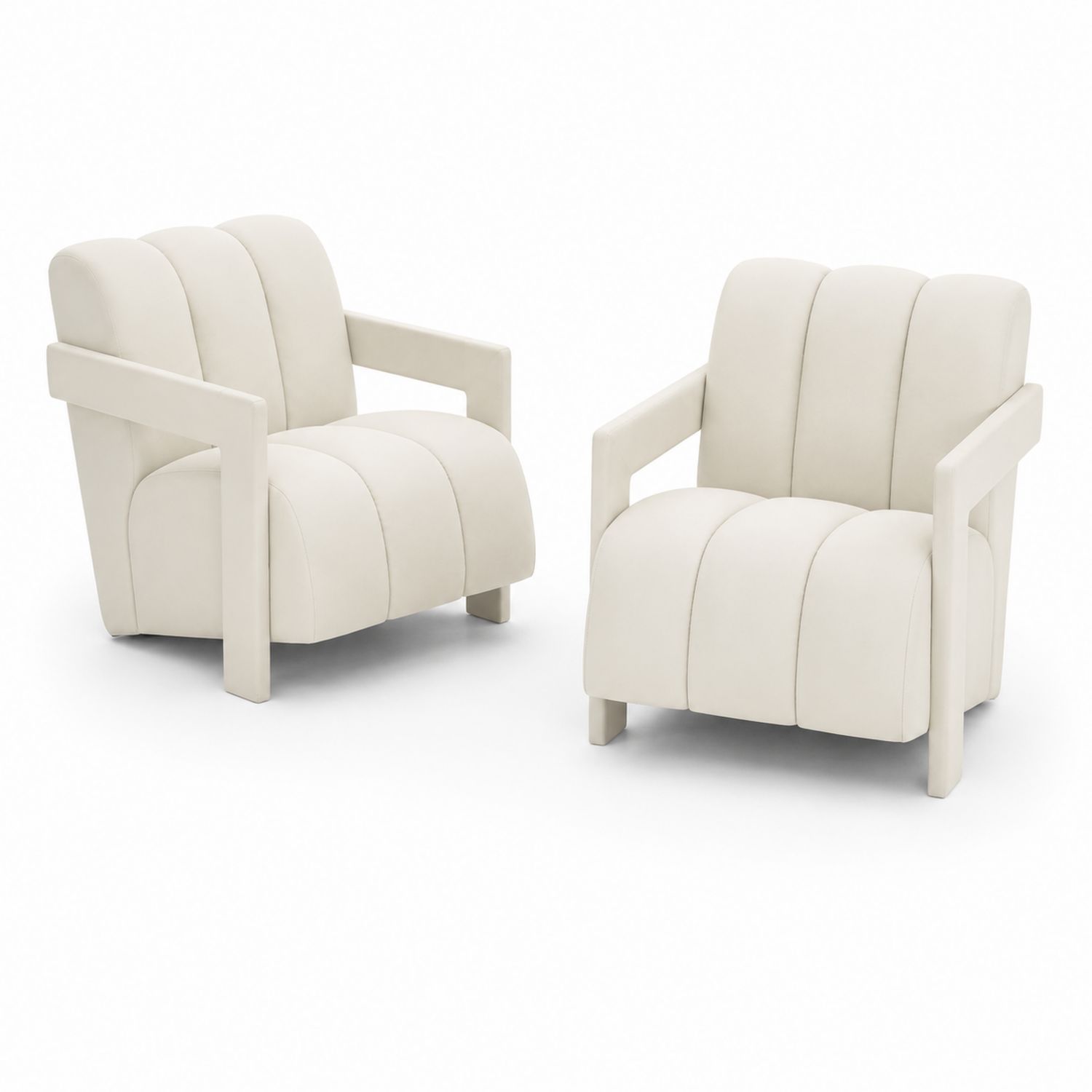 Set aus 2 Stoffsesseln Cremeweiß