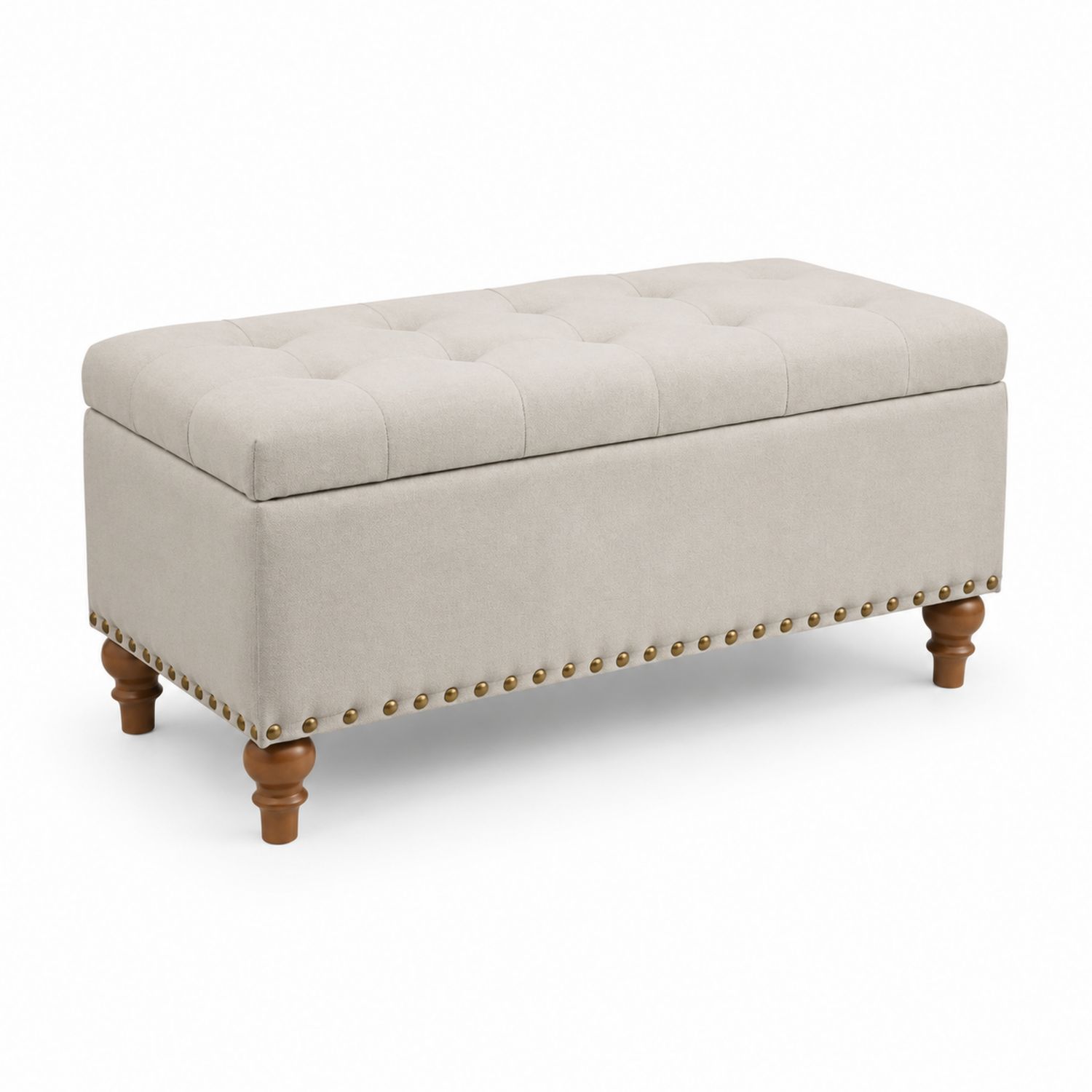 Polsterbank Leinen Beige mit Stauraum