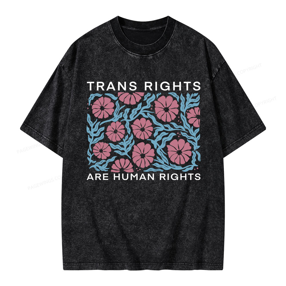 Pagewings Unisex-T-Shirt im Used-Look „Trans Rights Are Human Rights“