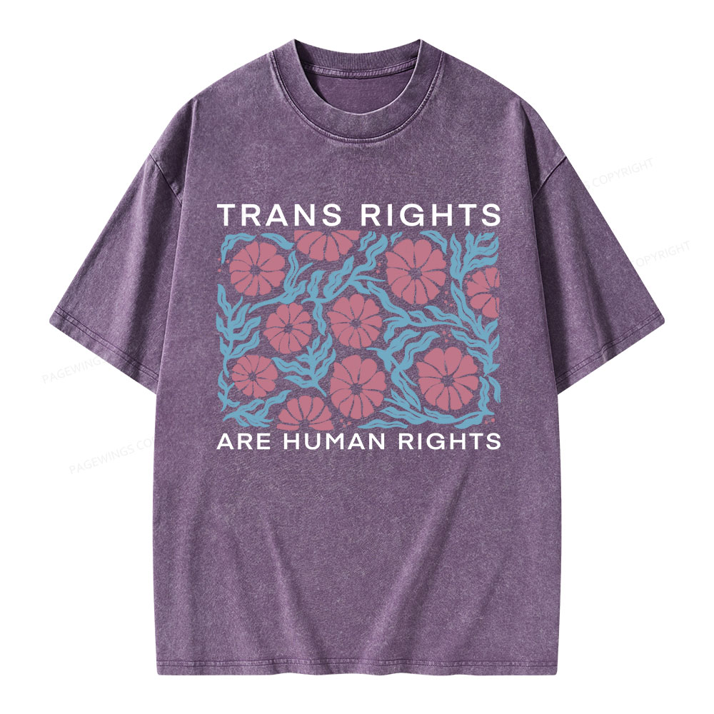 Pagewings Unisex-T-Shirt im Used-Look „Trans Rights Are Human Rights“