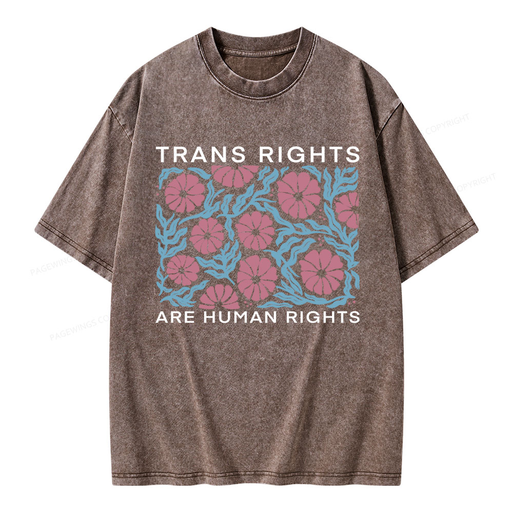 Pagewings Unisex-T-Shirt im Used-Look „Trans Rights Are Human Rights“