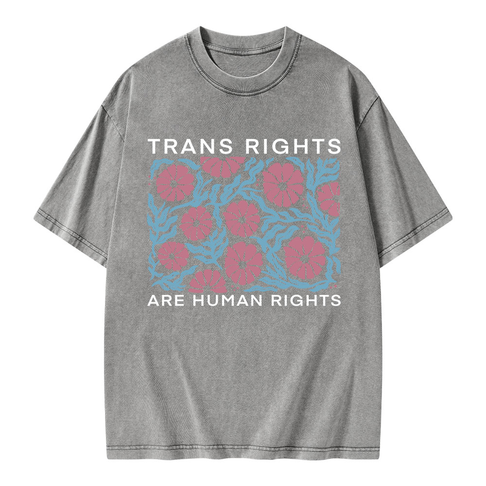 Pagewings Unisex-T-Shirt im Used-Look „Trans Rights Are Human Rights“