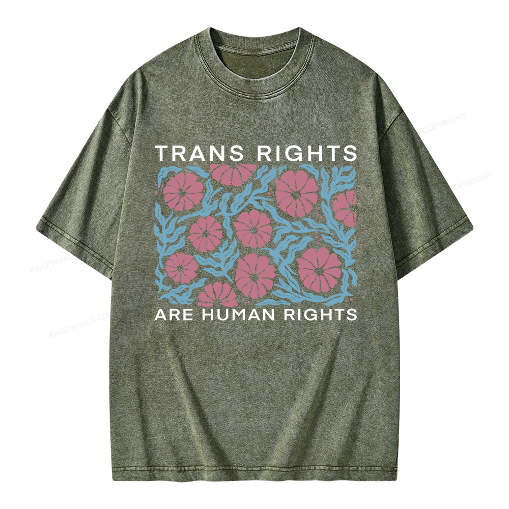 Pagewings Unisex-T-Shirt im Used-Look „Trans Rights Are Human Rights“