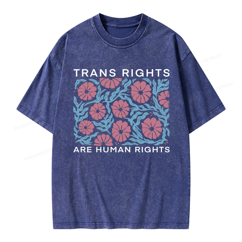 Pagewings Unisex-T-Shirt im Used-Look „Trans Rights Are Human Rights“