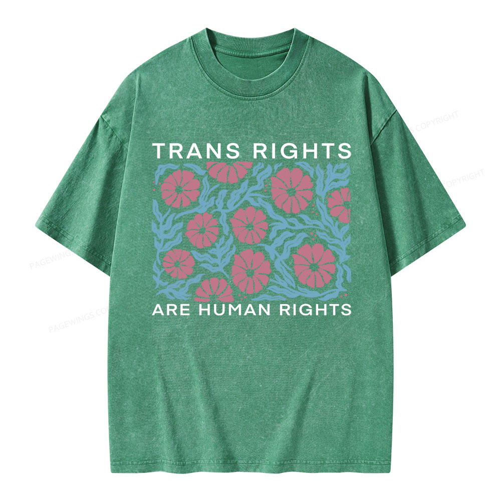 Pagewings Unisex-T-Shirt im Used-Look „Trans Rights Are Human Rights“
