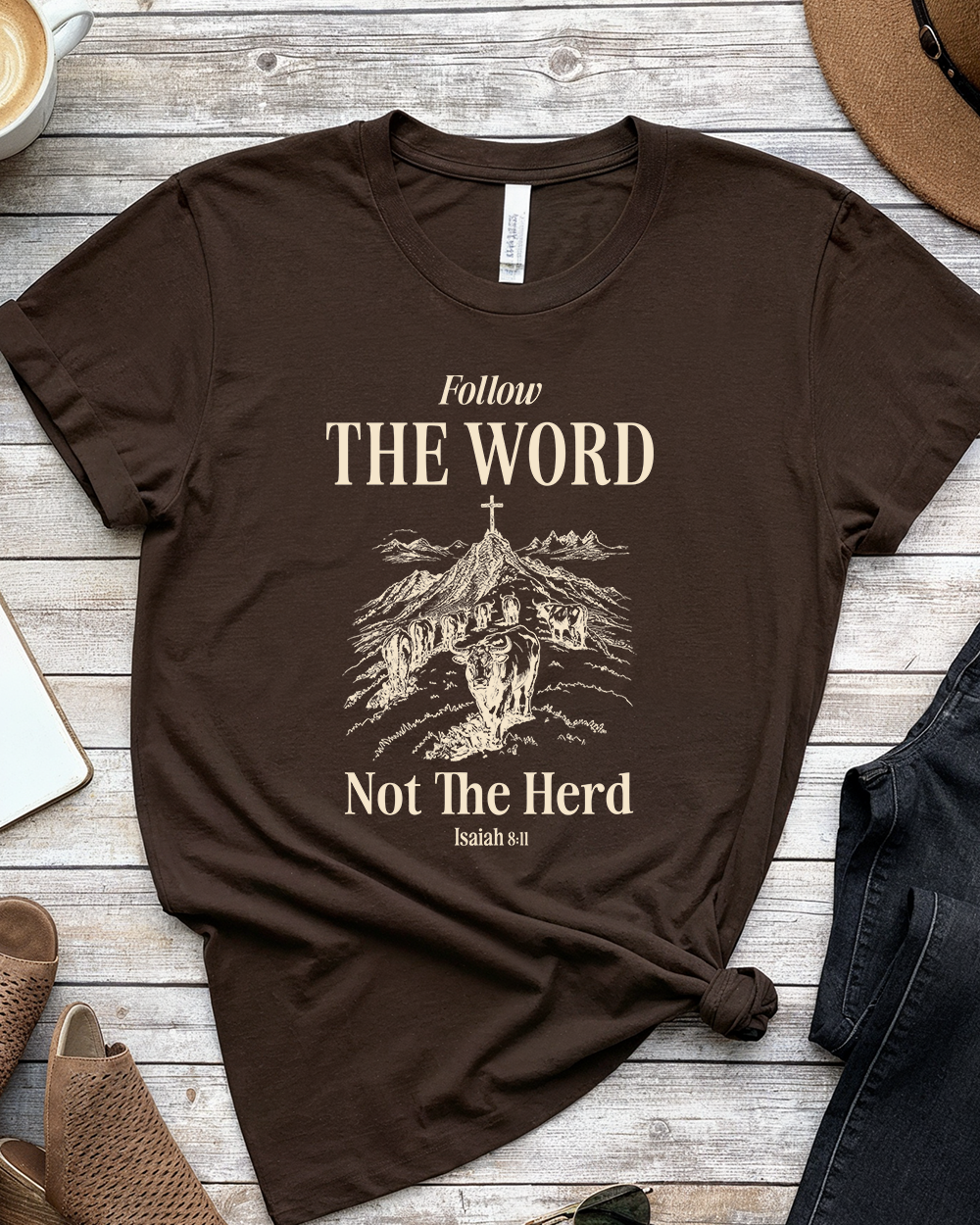 Unisex-T-Shirt „Follow The Word Not The Herd“