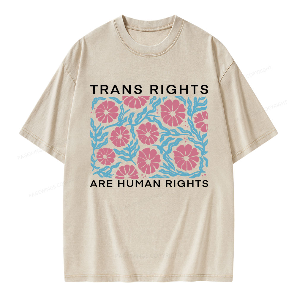 Pagewings Unisex-T-Shirt im Used-Look „Trans Rights Are Human Rights“