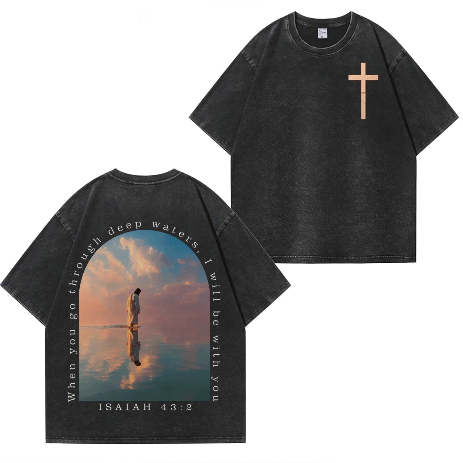 Boldoodle „Small Chest Cross Faith“-Waschung – T-Shirt PT463