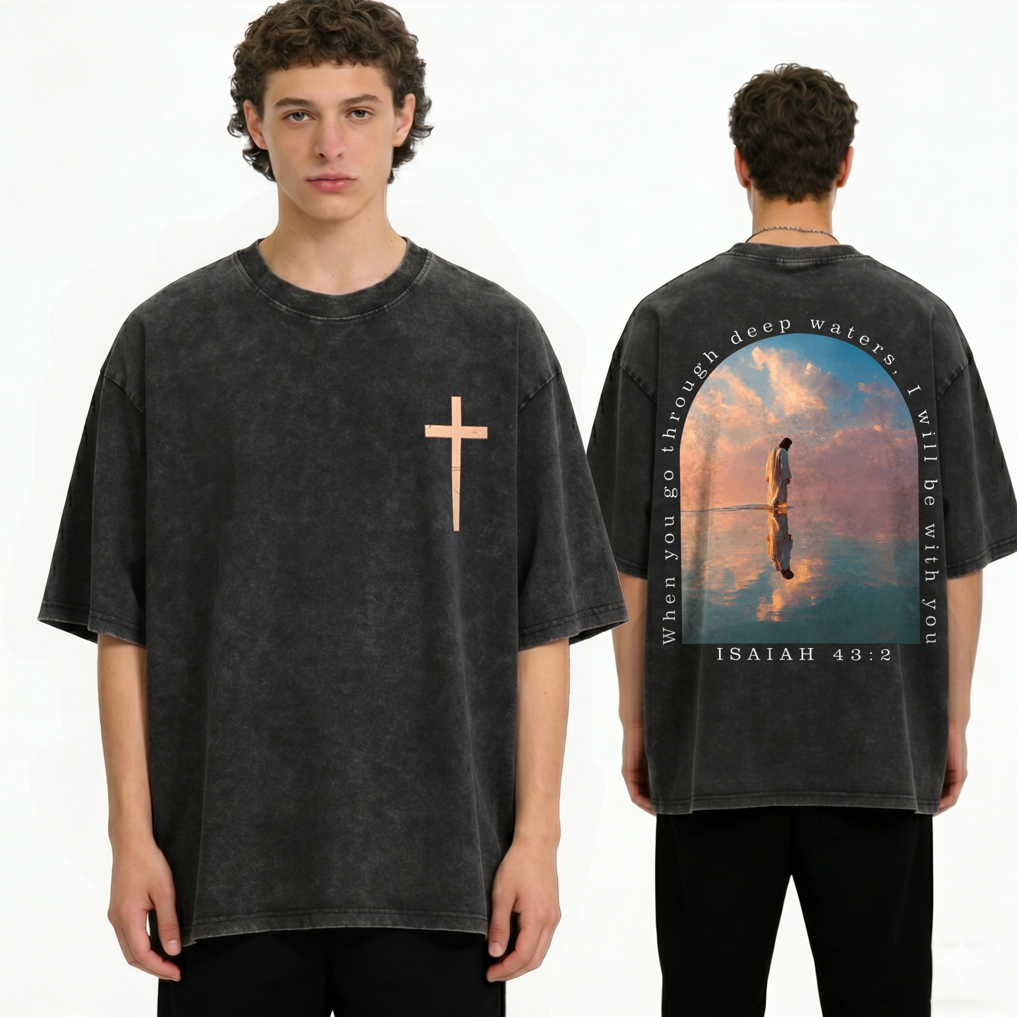 Boldoodle „Small Chest Cross Faith“-Waschung – T-Shirt PT463