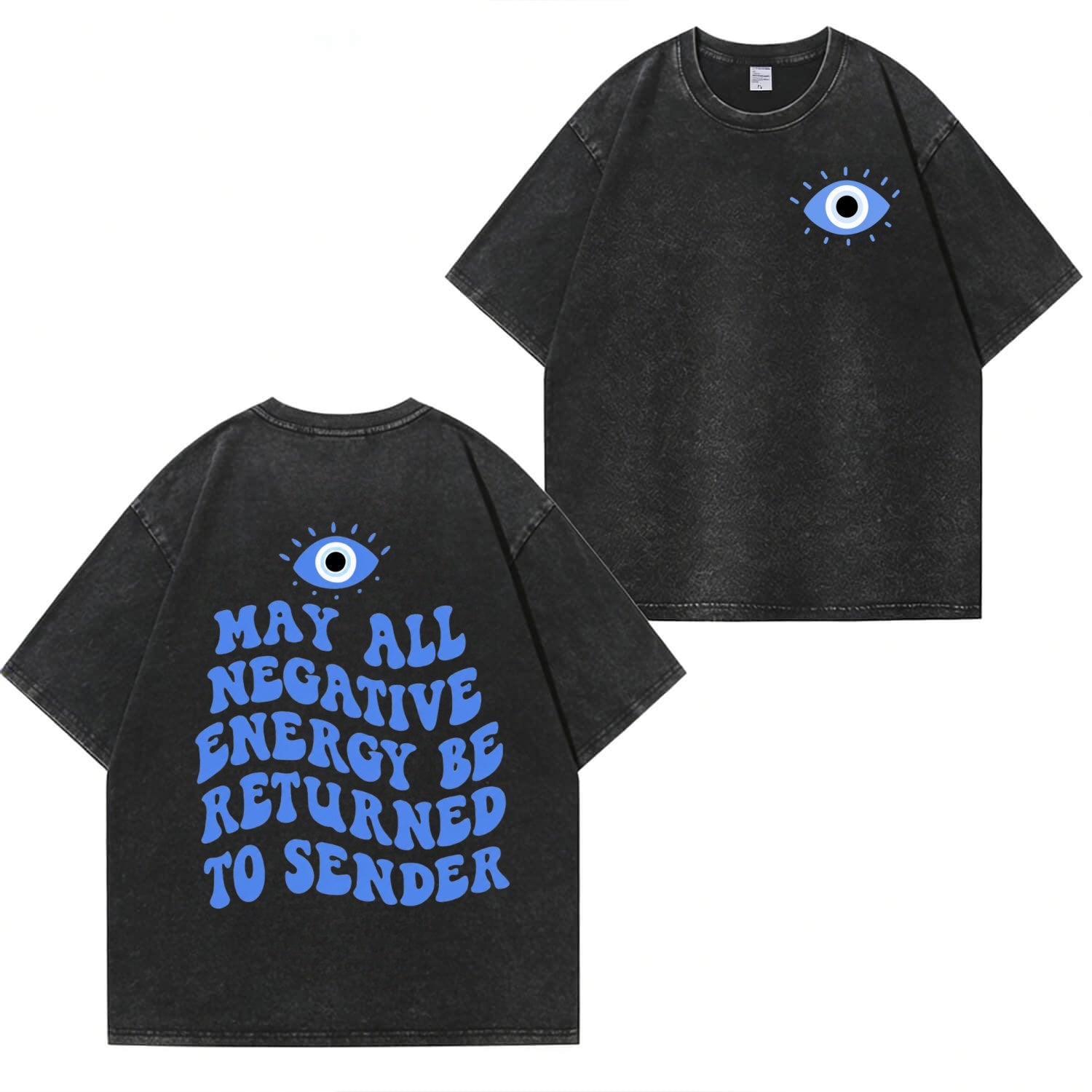 Unisex-T-Shirt im Used-Look mit „Evil Eye“-Muster PT477