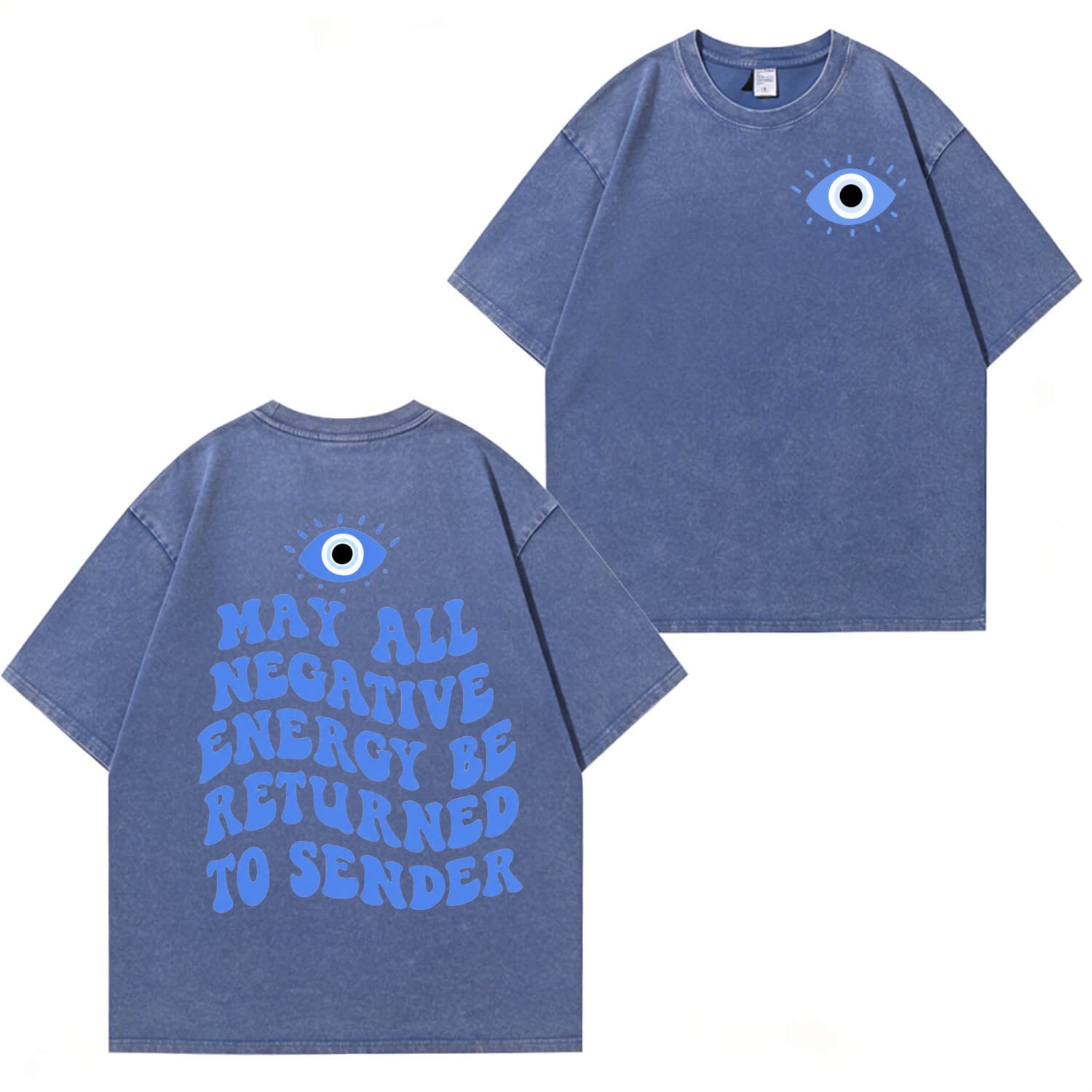 Unisex-T-Shirt im Used-Look mit „Evil Eye“-Muster PT477