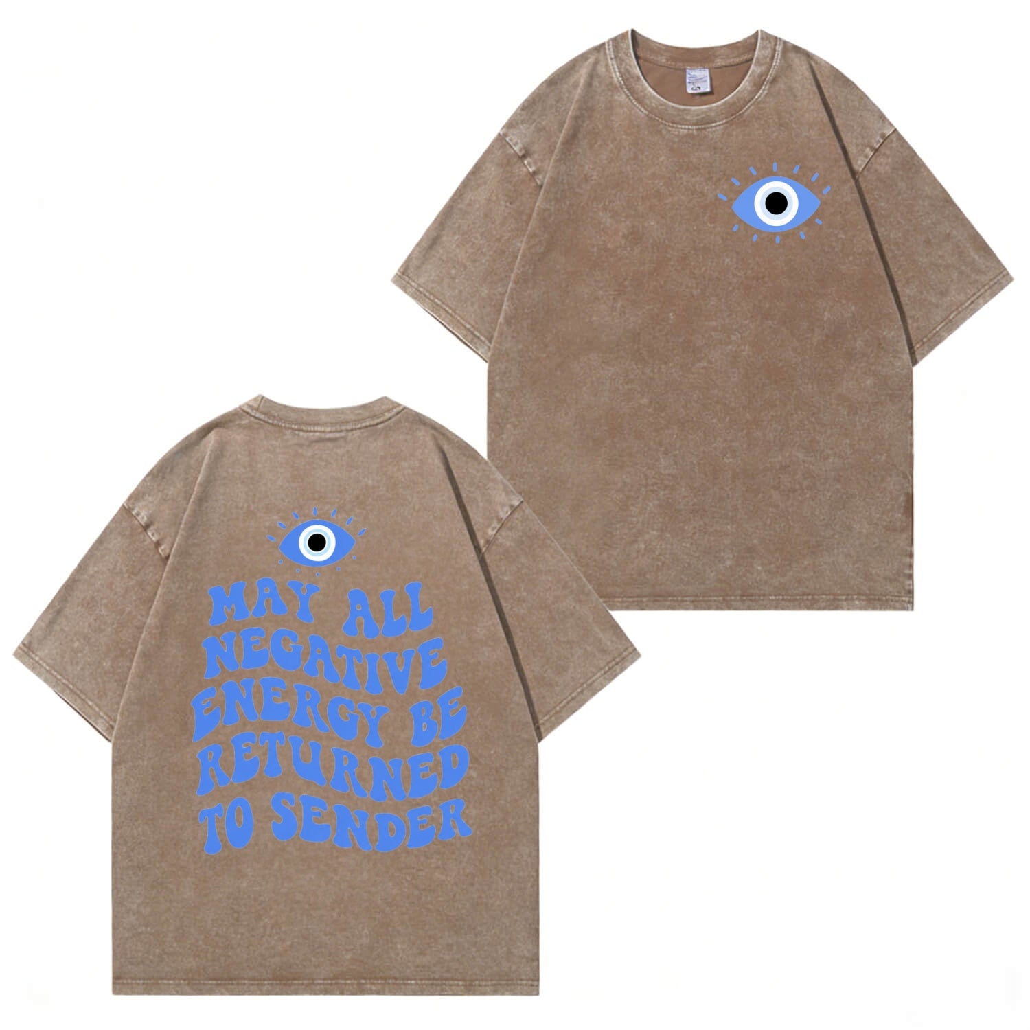 Unisex-T-Shirt im Used-Look mit „Evil Eye“-Muster PT477