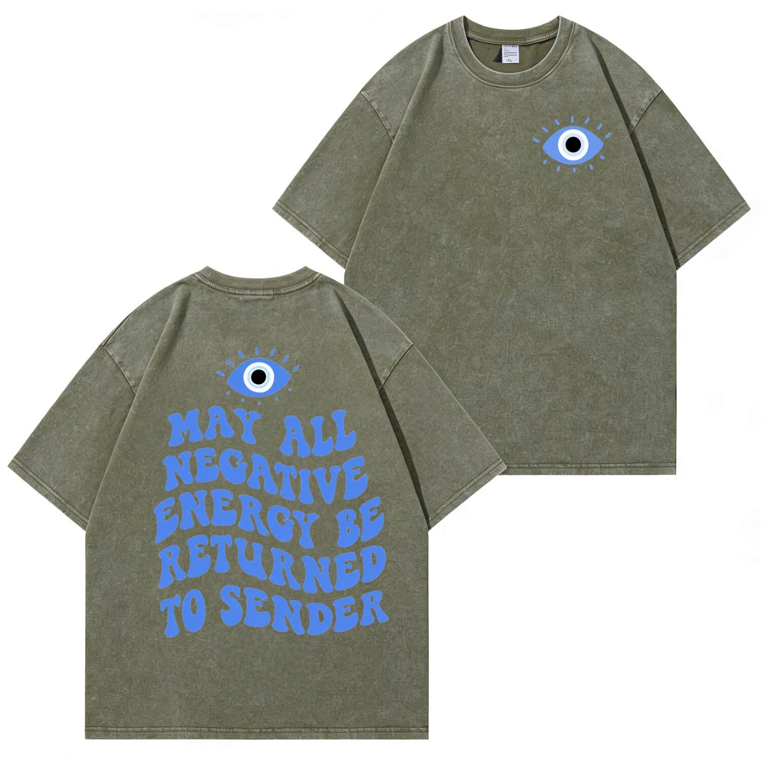 Unisex-T-Shirt im Used-Look mit „Evil Eye“-Muster PT477