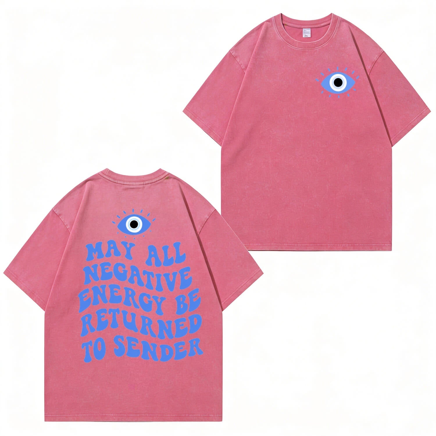 Unisex-T-Shirt im Used-Look mit „Evil Eye“-Muster PT477