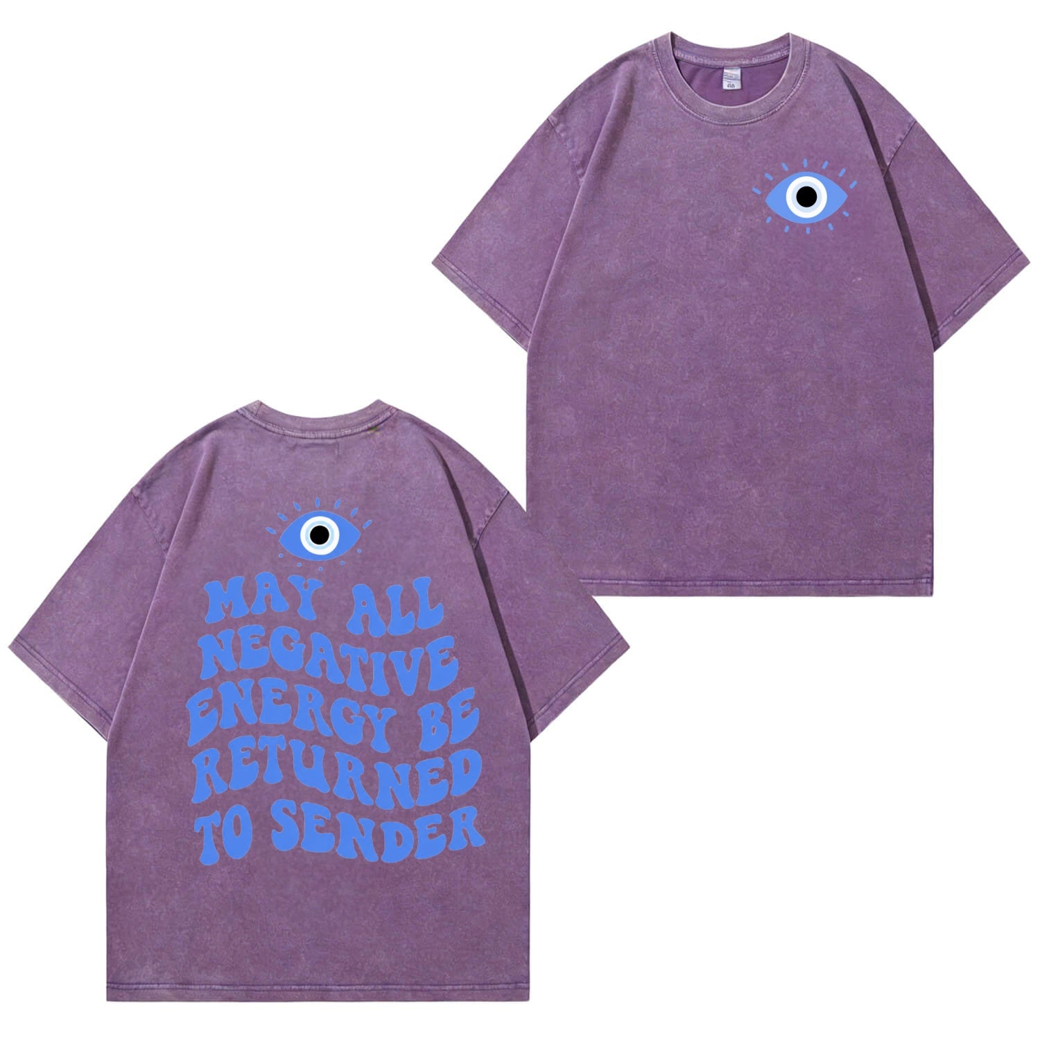 Unisex-T-Shirt im Used-Look mit „Evil Eye“-Muster PT477