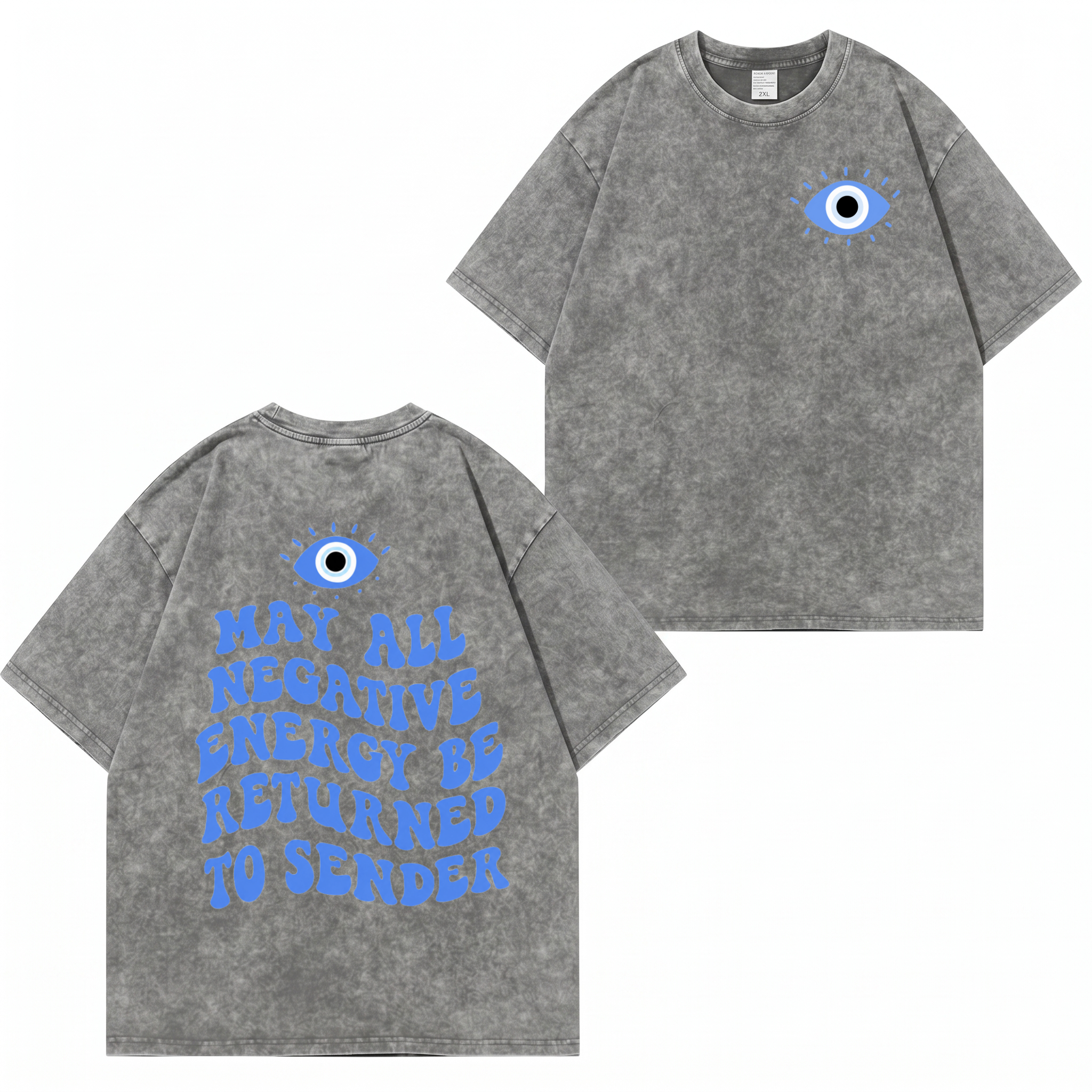 Unisex-T-Shirt im Used-Look mit „Evil Eye“-Muster PT477