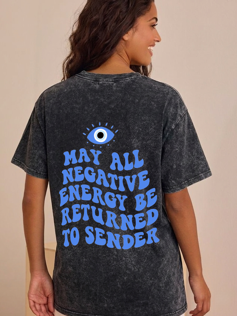 Unisex-T-Shirt im Used-Look mit „Evil Eye“-Muster PT477