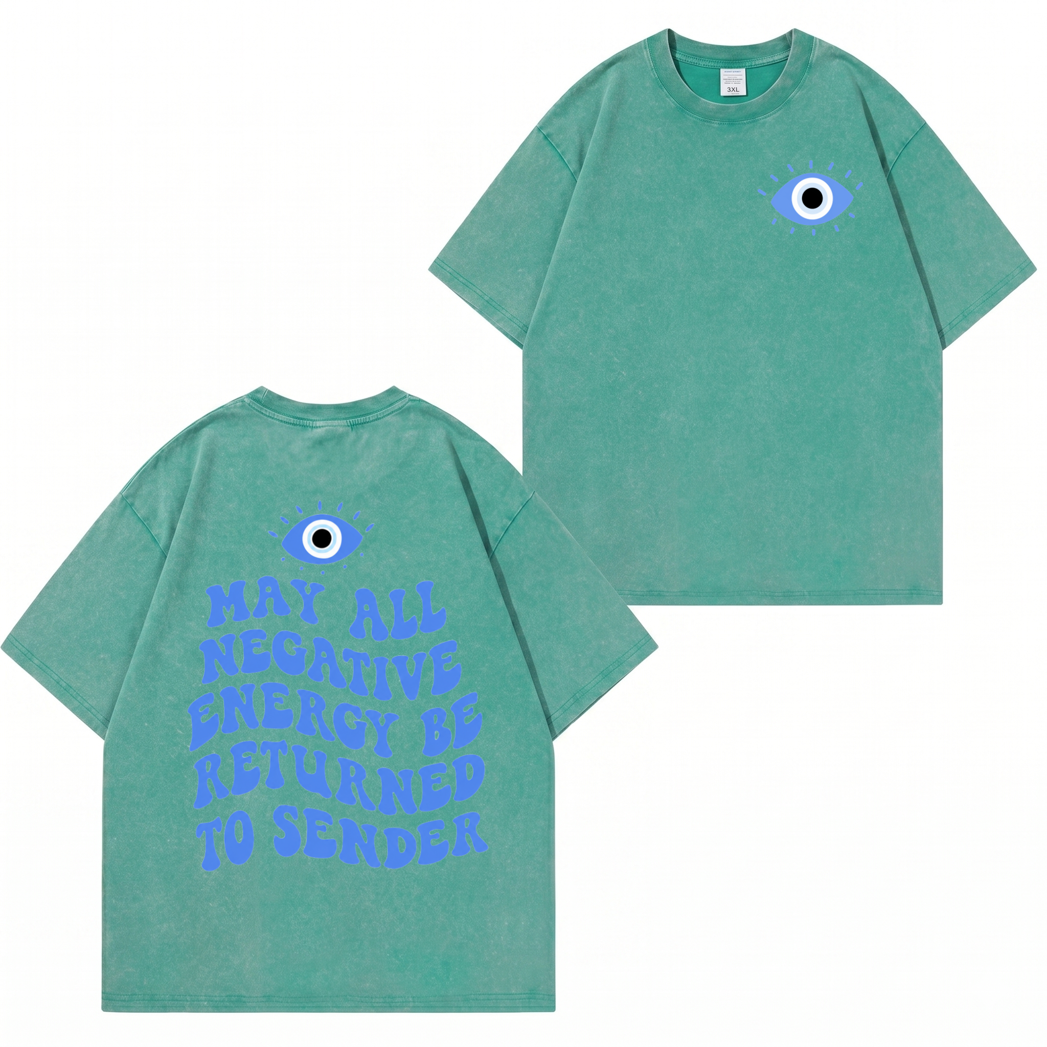 Unisex-T-Shirt im Used-Look mit „Evil Eye“-Muster PT477