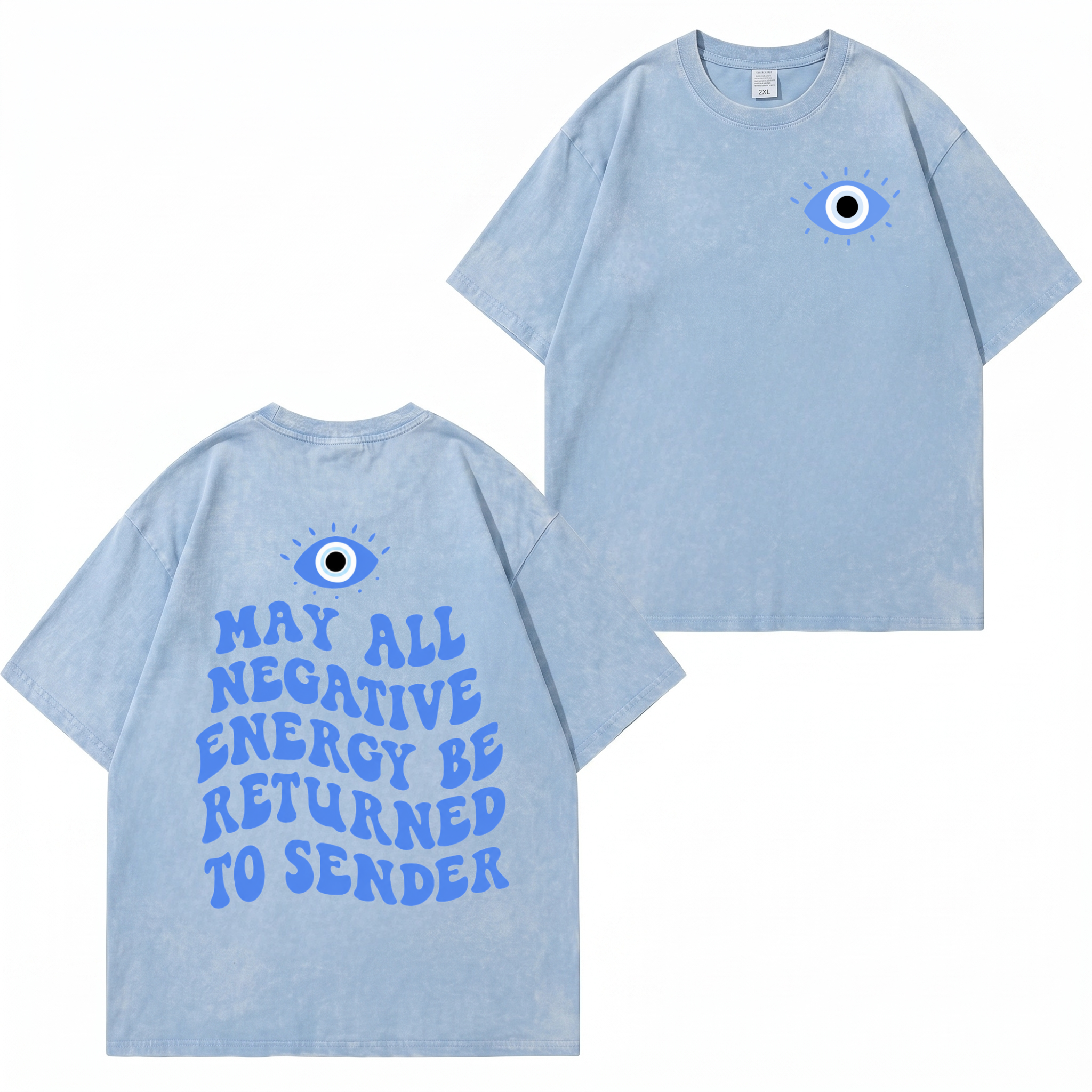 Unisex-T-Shirt im Used-Look mit „Evil Eye“-Muster PT477