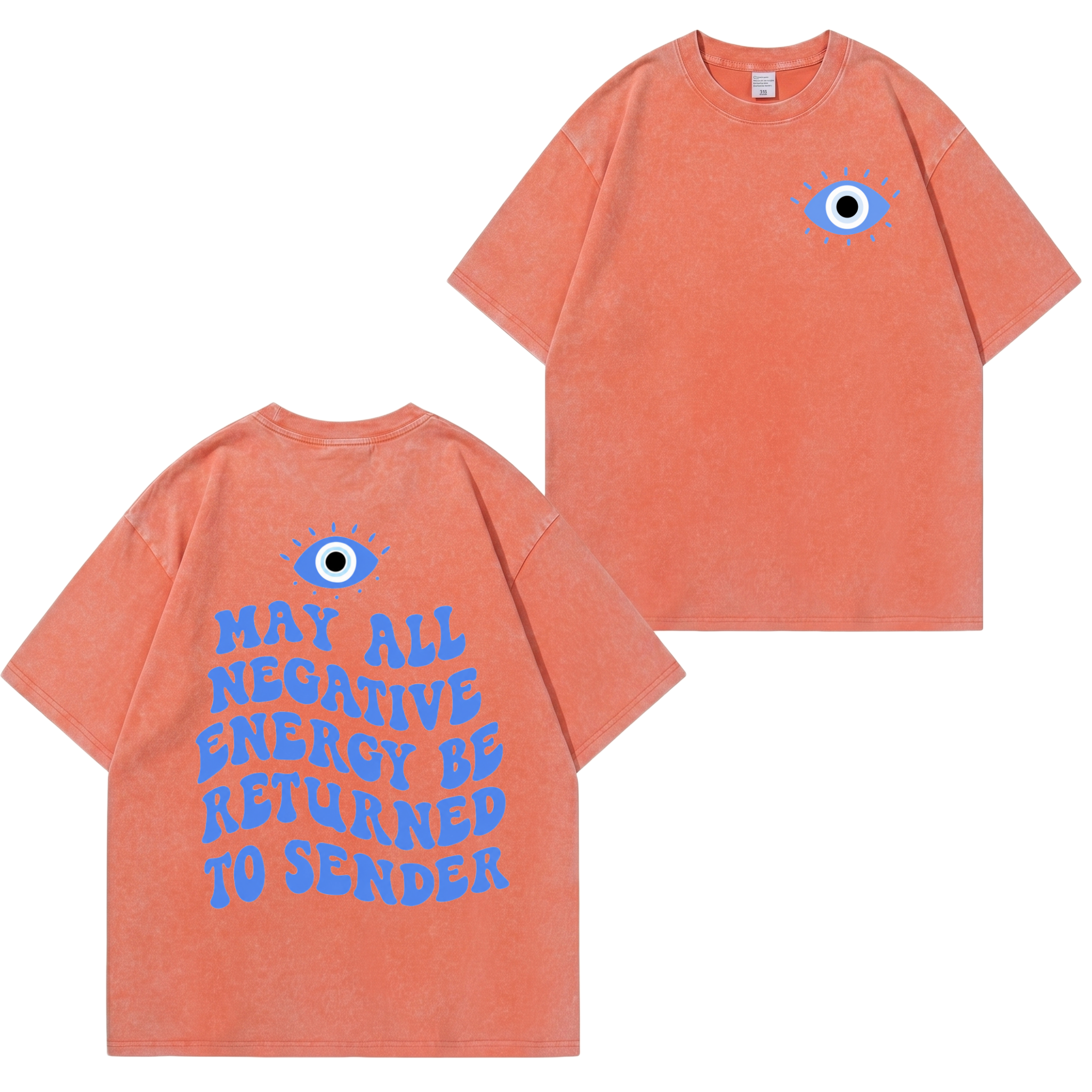 Unisex-T-Shirt im Used-Look mit „Evil Eye“-Muster PT477