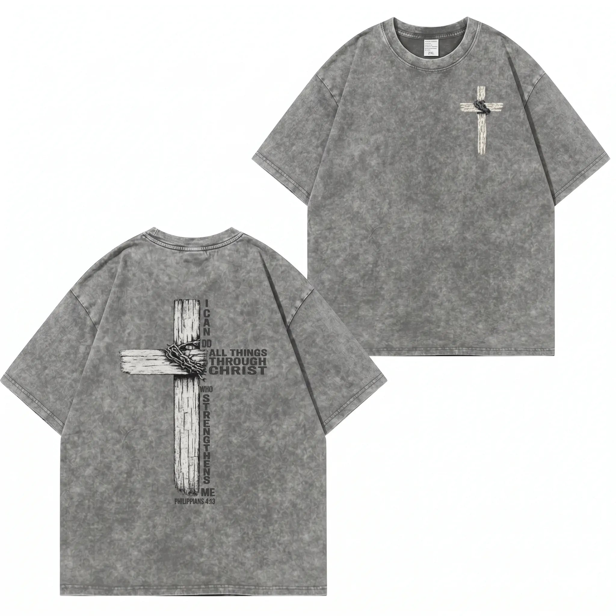T-Shirt mit Faith-Cross-Grafik und Waschung PT480