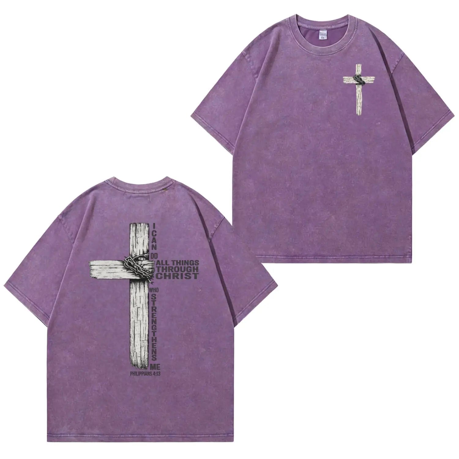 T-Shirt mit Faith-Cross-Grafik und Waschung PT480