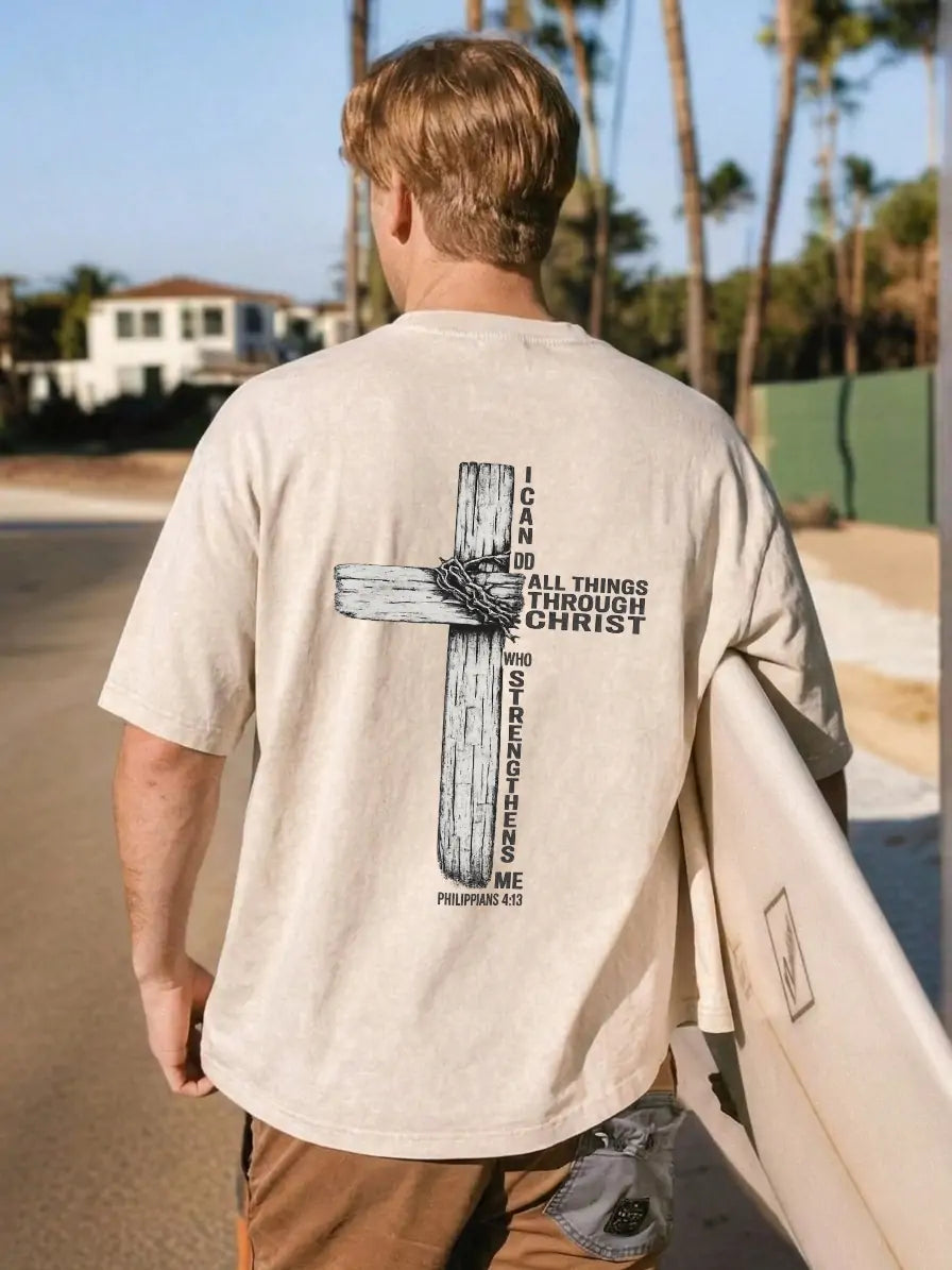 T-Shirt mit Faith-Cross-Grafik und Waschung PT480