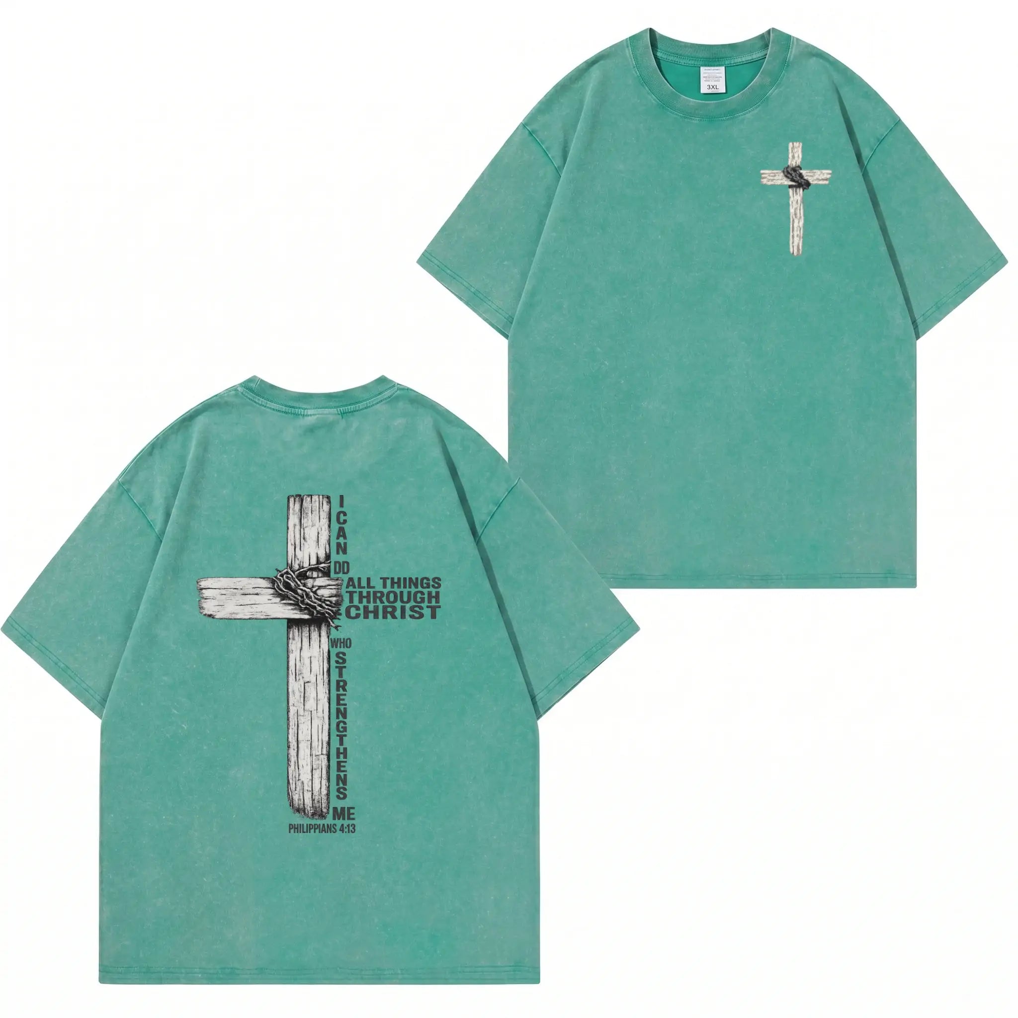 T-Shirt mit Faith-Cross-Grafik und Waschung PT480