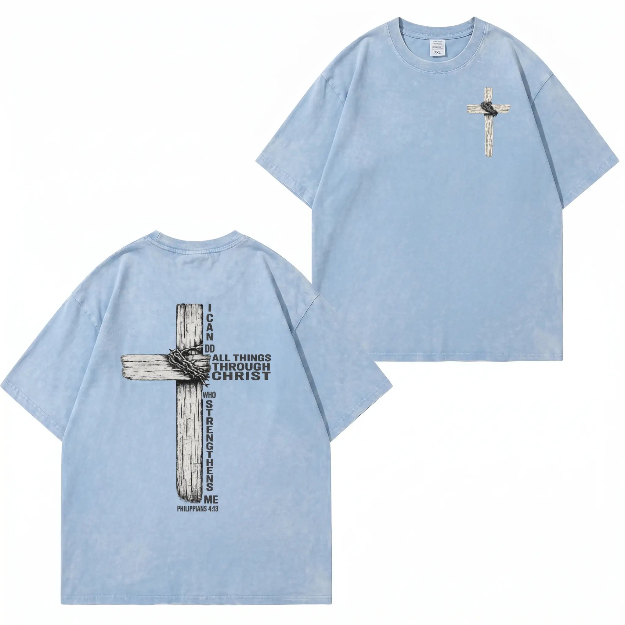 T-Shirt mit Faith-Cross-Grafik und Waschung PT480
