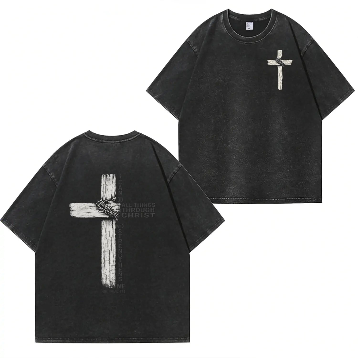 T-Shirt mit Faith-Cross-Grafik und Waschung PT480