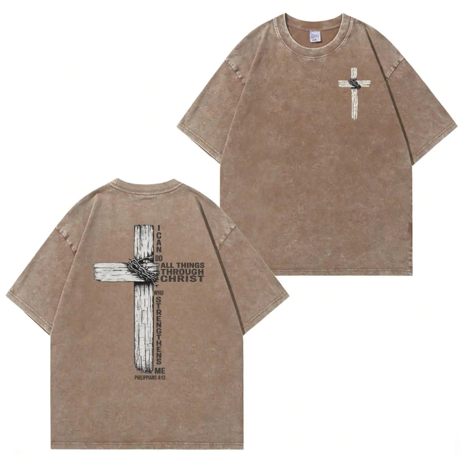 T-Shirt mit Faith-Cross-Grafik und Waschung PT480