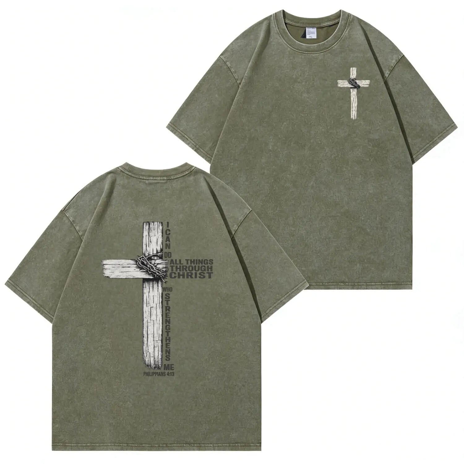 T-Shirt mit Faith-Cross-Grafik und Waschung PT480