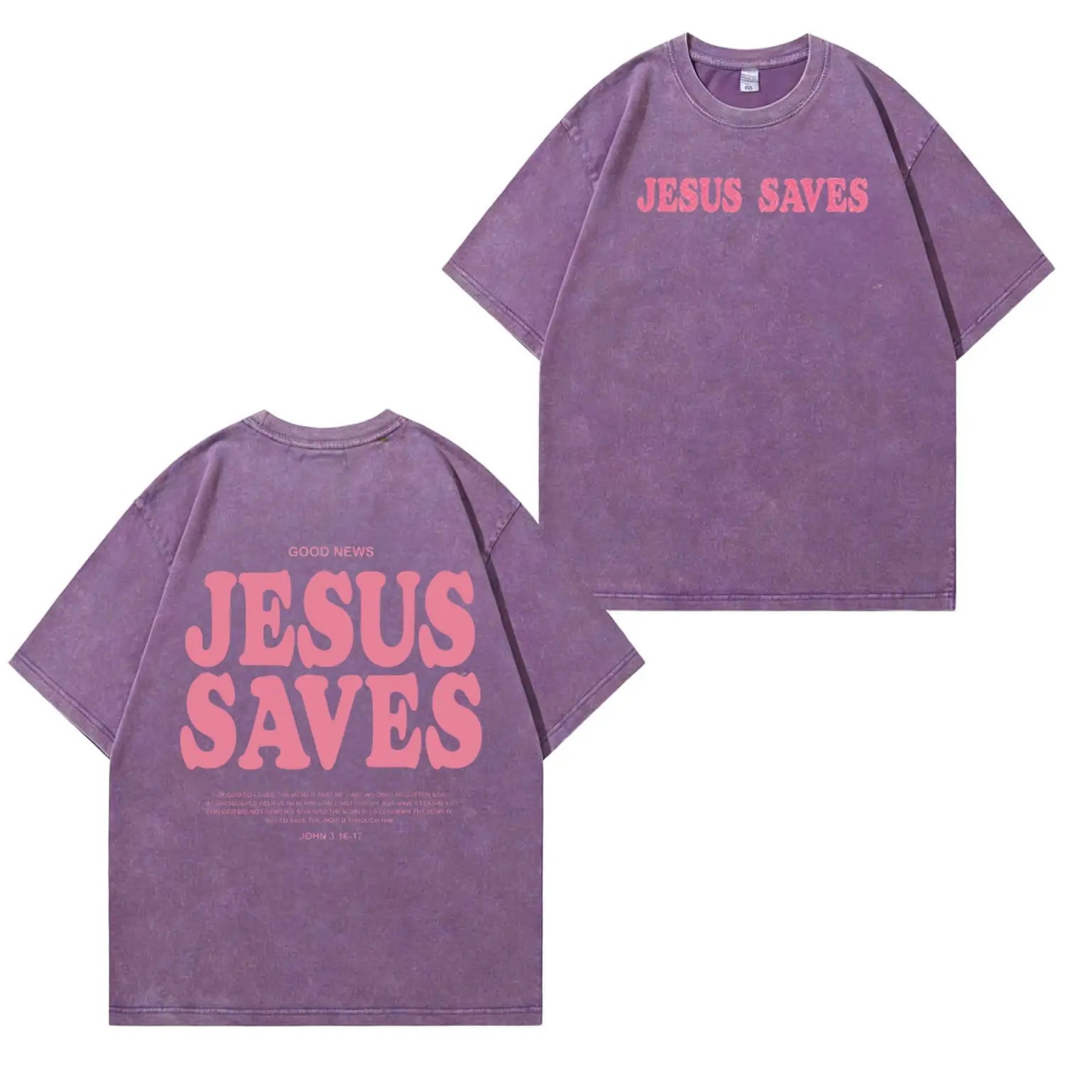 Unisex-T-Shirt mit „Jesus Saves“-Grafik und Waschung (PT481)