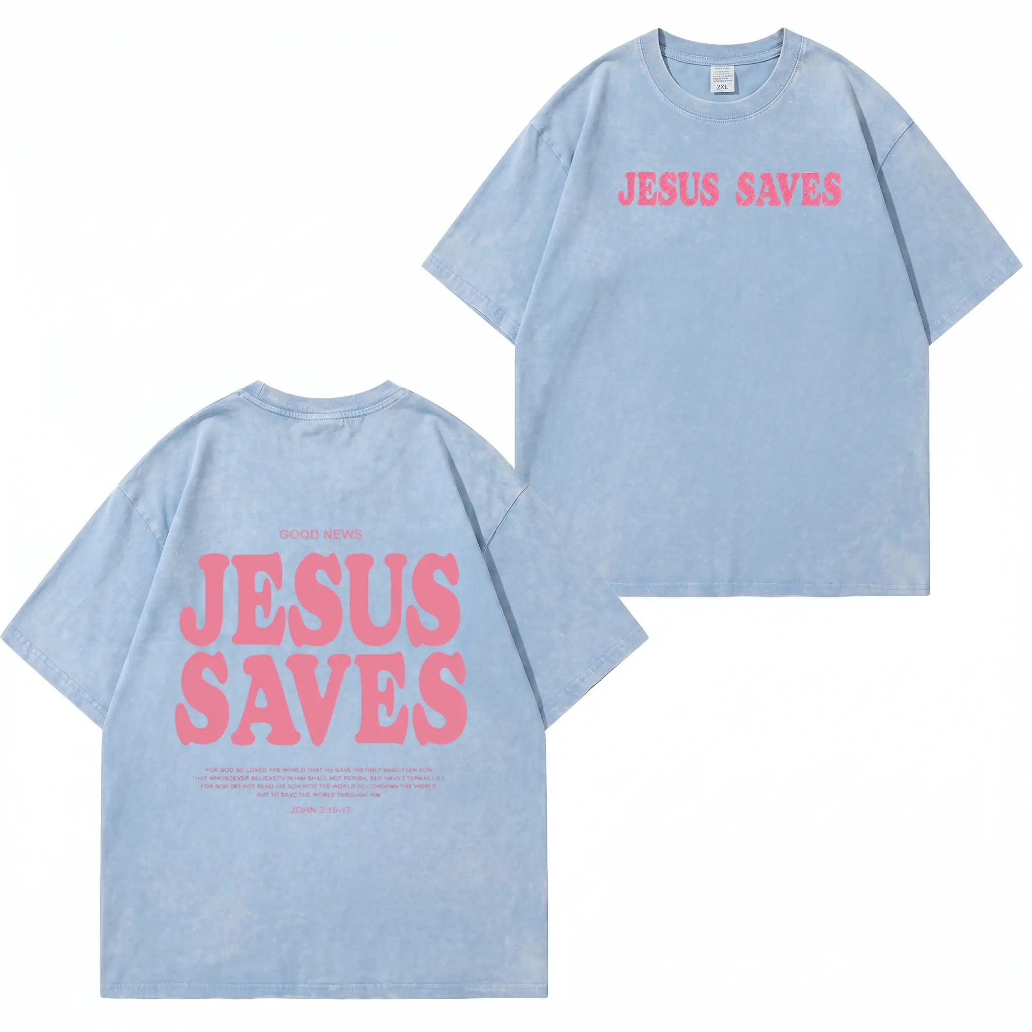 Unisex-T-Shirt mit „Jesus Saves“-Grafik und Waschung (PT481)