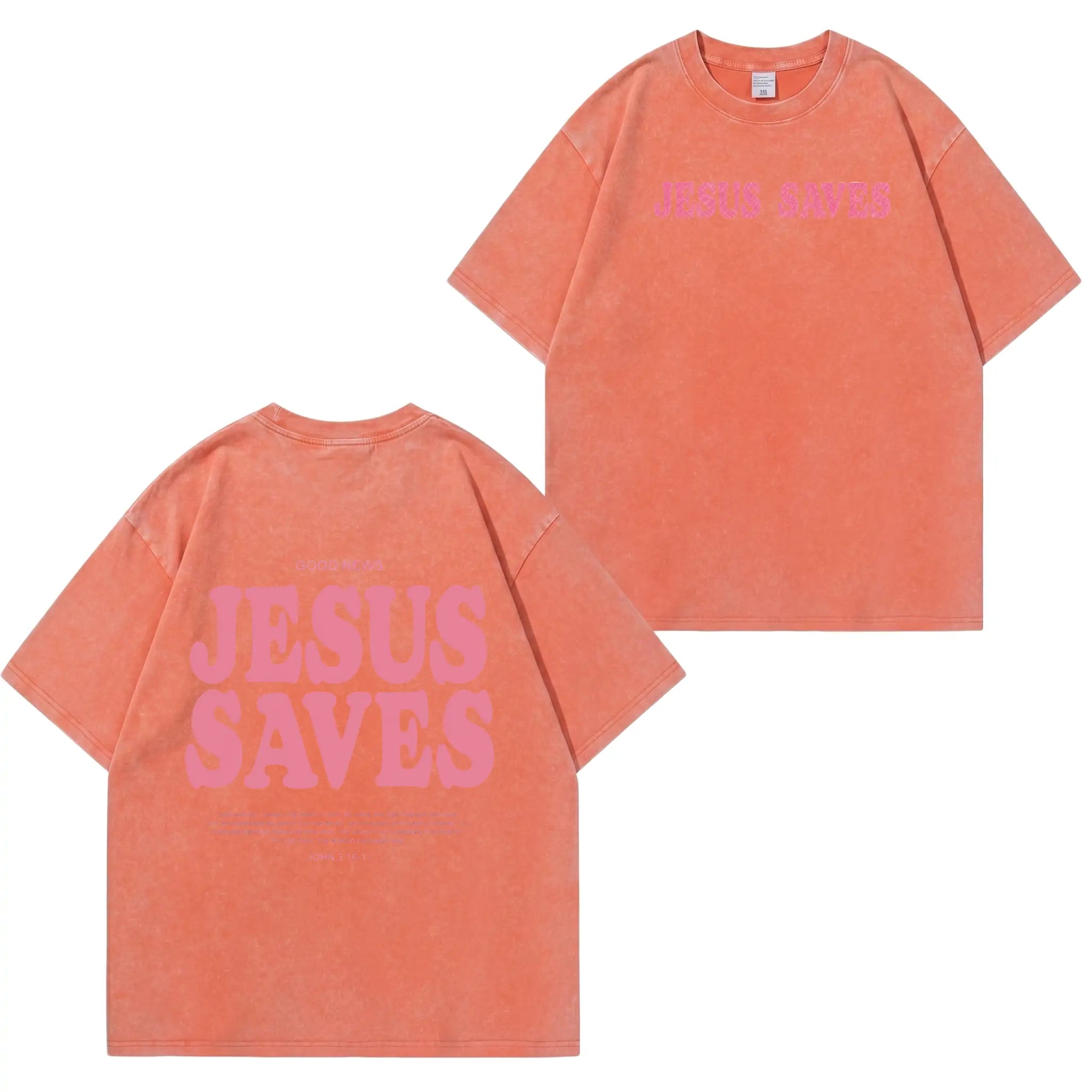 Unisex-T-Shirt mit „Jesus Saves“-Grafik und Waschung (PT481)